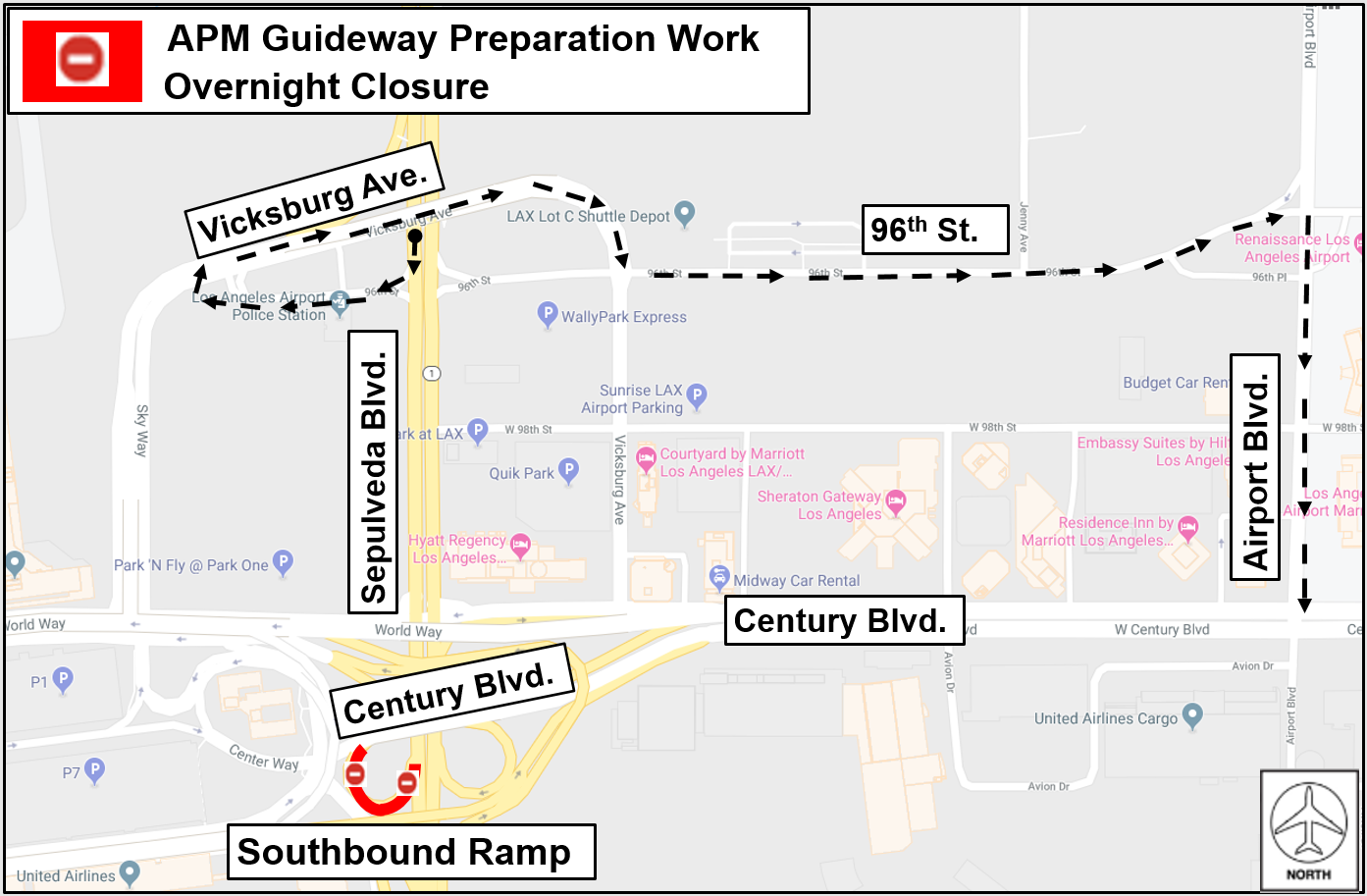 during southbound ramp closure