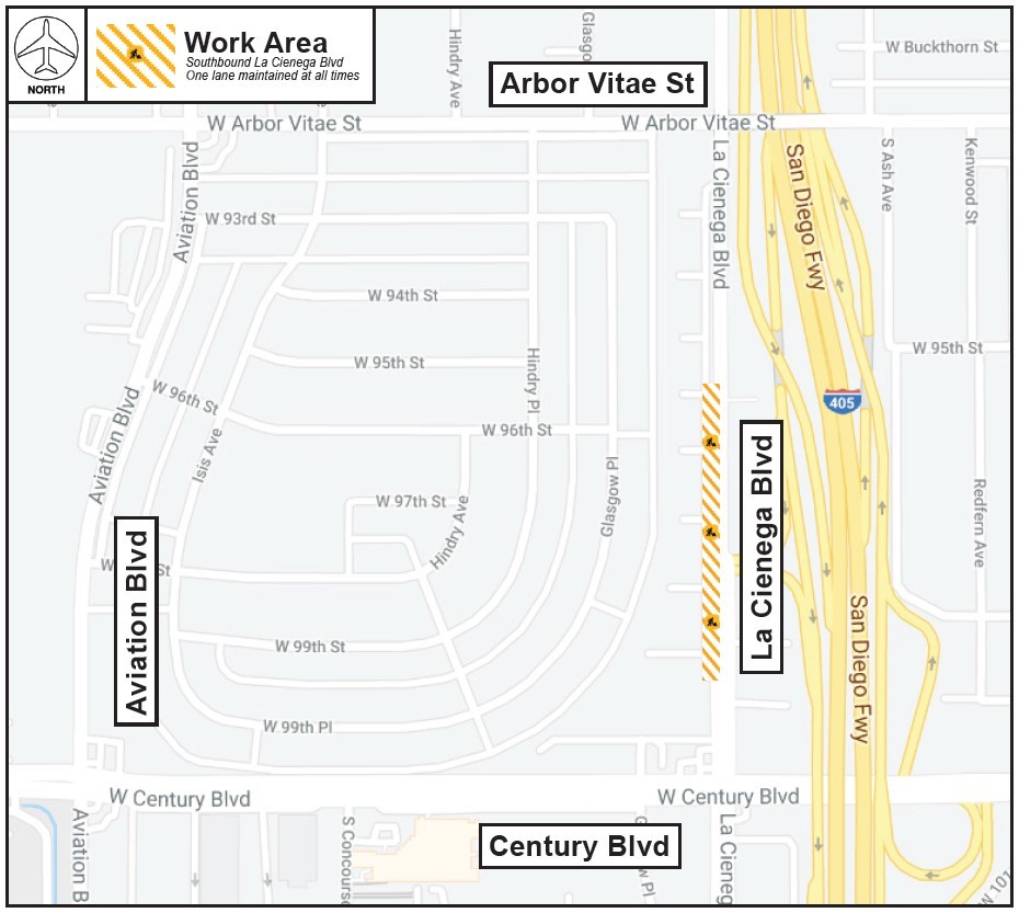 LANE CLOSURES ON CENTER WAY IN CENTRAL TERMINAL AREA