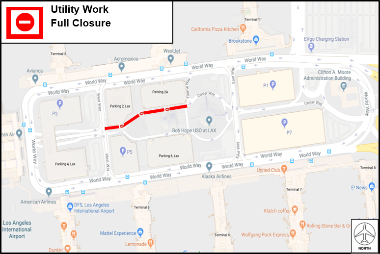 Lane Closures on Center Way in LAX Central Terminal Area to Perform Utility Work