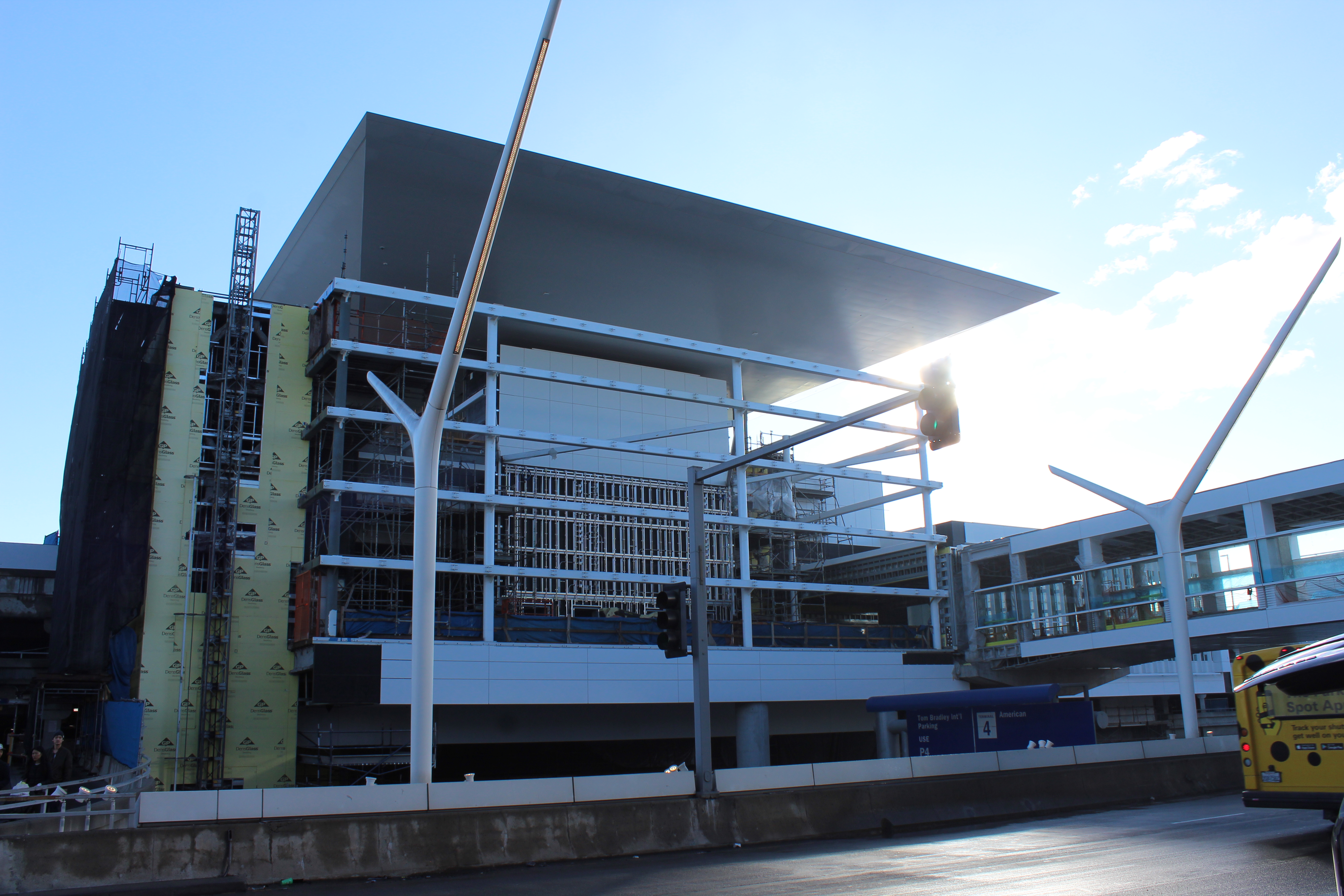 The façade of the West CTA station near Tom Bradley International Terminal takes shape.